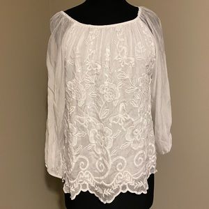 Viola Borghi 100% silk white blouse size 1X